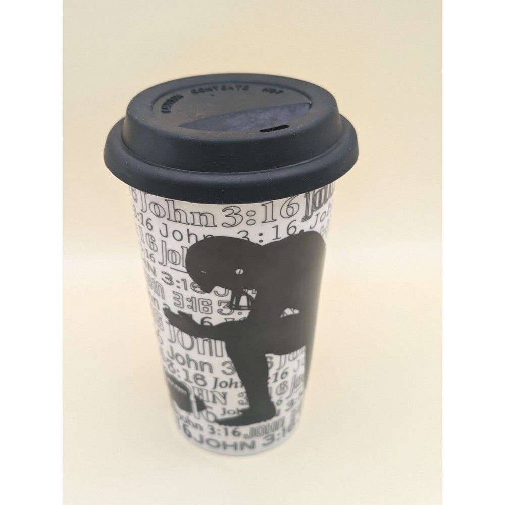 Cypress Home John 3:16 Coffee Mug Football Player Silhouette Ceramic Travel Cup